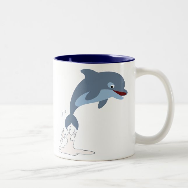 Niedlicher Fun-Loving Cartoon Dolphin Zweifarbige Tasse (Rechts)