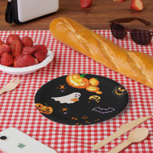 Niedlicher Fun Pumpkin Geisterfledermaus Hexenmeis Pappteller