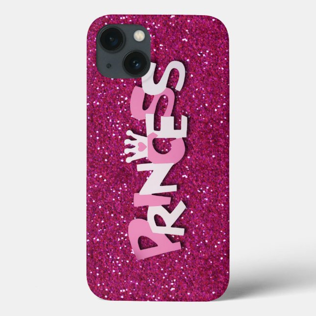 Niedlicher Funkelnd Hot Pink Princess Glitzer Case-Mate iPhone Hülle (Rückseite)