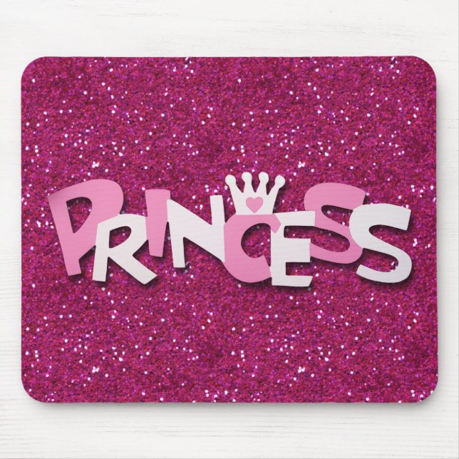 Niedlicher Funkelnd Hot Pink Princess Glitzer Mousepad (Vorne)