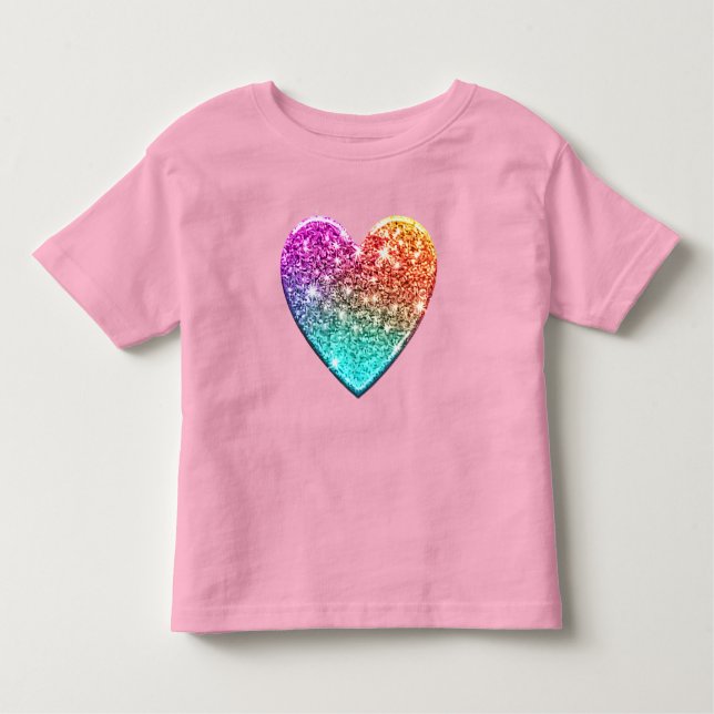Niedlicher funkelnd Regenbogen-Glitzer Kleinkind T-shirt (Vorderseite)