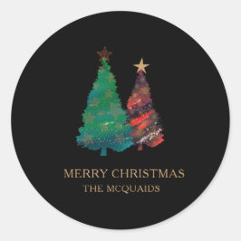Niedlicher Funkelnd Weihnachtsbaum Runder Aufkleber