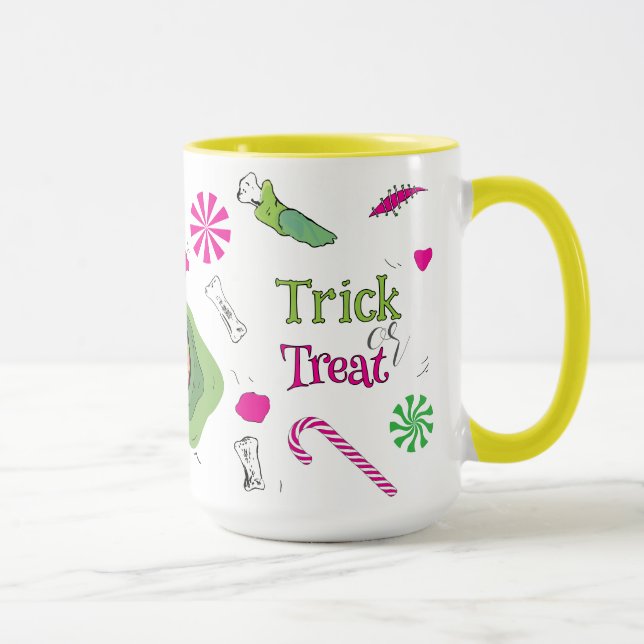 Niedlicher Funky Trick or Treat! Süß Tod und Bonbo Tasse (Rechts)