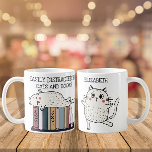 Niedlicher Funny Book Cat Lover Quote Name Kaffeetasse