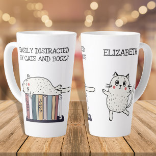 Niedlicher Funny Book Cat Lover Quote Name Milchtasse