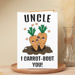 Niedlicher Funny Carrot Pun Onkel Happy Birthday Dankeskarte<br><div class="desc">Sie suchen eine einzigartige Möglichkeit,  Ihre Liebe und Ihren Spaß auszudrücken? Unsere lustige Karottenwürfelkarte ist die perfekte Wahl für einen Onkel zum Geburtstag! Passen Sie es an,  indem Sie Ihre eigene persönliche Nachricht hinzufügen.</div>