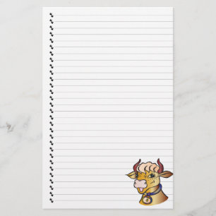 Niedlicher Funny Cartoon Kuh Lined Pet Geschirr Briefpapier