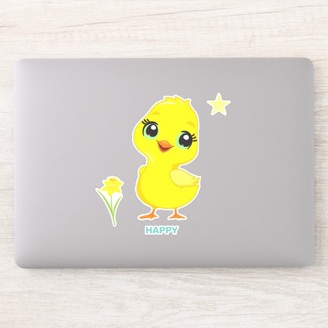 Niedlicher Funny Happy Chick Sticker (Computer)