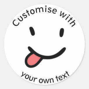 Niedlicher Funny Happy Face-Zunge-Out Benutzerdefi Runder Aufkleber