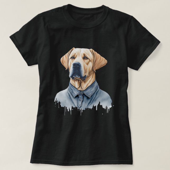 Niedlicher Funny Labrador Hund mit Lässigen Kleide T-Shirt (Design vorne)