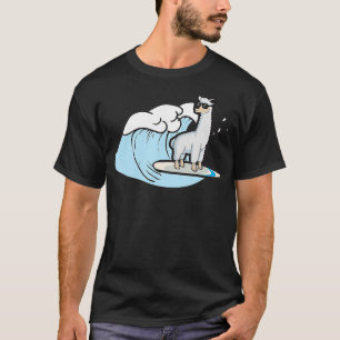 Niedlicher Funny Llama Surfing Reiten Alpin T-Shirt