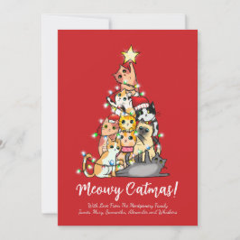 Niedlicher Funny Meowy Catmas Weihnachtsbaum Feiertagskarte