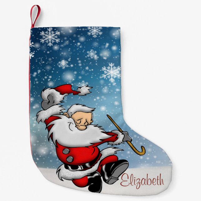 Niedlicher Funny Santa Claus Snowflakes Kleiner Weihnachtsstrumpf (Vorderseite)