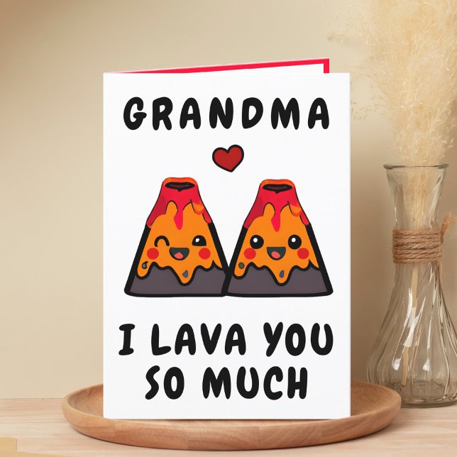 Niedlicher Funny Vulkan Lava Großmutter Happy Gebu Dankeskarte (cute, funny volcano lava I love you happy birthday card for grandmother / grandfather)
