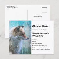 Niedlicher Furry Fox auf Blue Grunge Hintergrund G