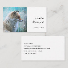 Niedlicher Furry Fox auf Blue Grunge Hintergrund Visitenkarte