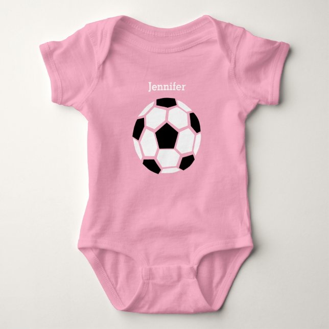 Niedlicher Fußball-Ball Personalisiert Baby Sports Strampler (Vorderseite)
