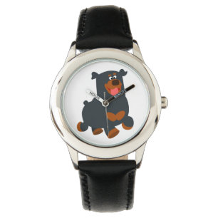 Niedlicher Gamboling-Cartoon Rottweiler Watch Armbanduhr