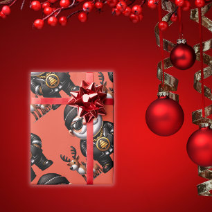 Niedlicher Gangster Santa mit Rentier   Geschenkpapier