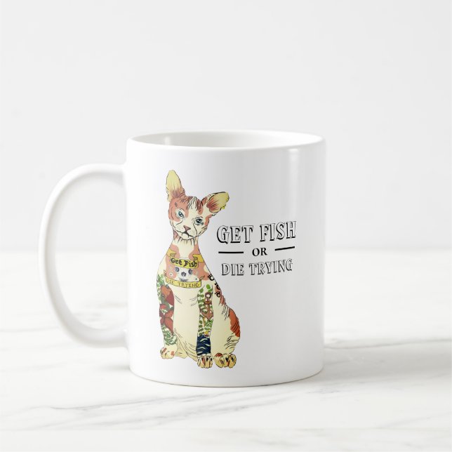 Niedlicher Gangster Sphynx Kat Tattoo mit Funny Sp Kaffeetasse (Links)