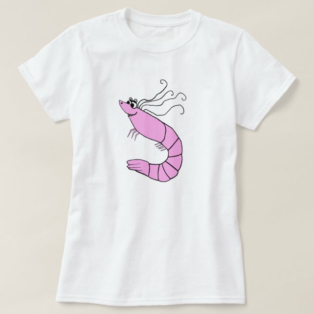 Niedlicher Garnele-Cartoon T-Shirt (Design vorne)
