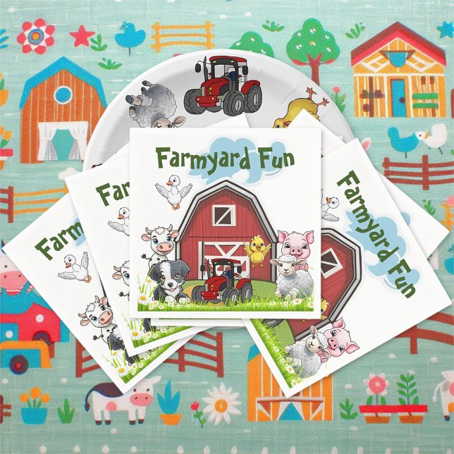 Niedlicher Garten Fun Tiere Rotes Land Stall Serviette (Von Creator hochgeladen)