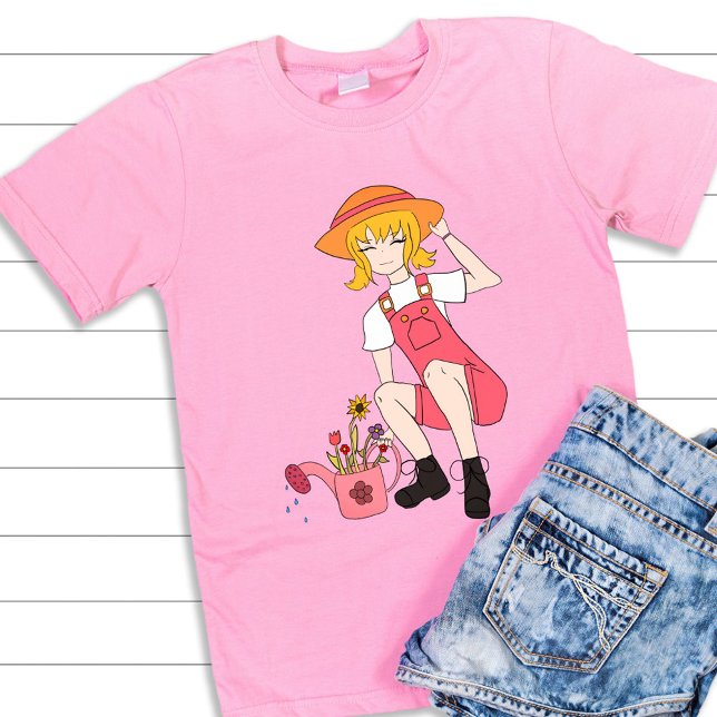 Niedlicher Garten und Blume Girl Blond T-Shirt (Von Creator hochgeladen)