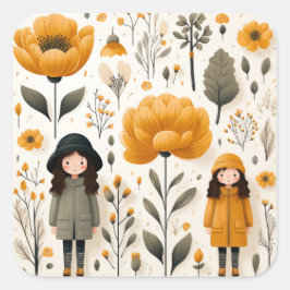 Niedlicher Gartenaufkleber Quadratischer Aufkleber