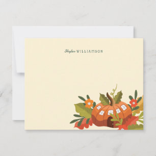 Niedlicher Gartengarten Herbstblätter Pilz & Pumpk Mitteilungskarte