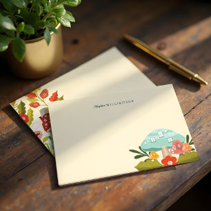 Niedlicher Gartengarten Herbstblätter Pilz & Pumpk Mitteilungskarte