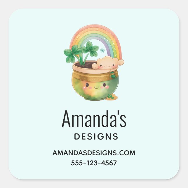 Niedlicher Gartenplaner mit Regenbogen- und Kleber Quadratischer Aufkleber (Vorderseite)
