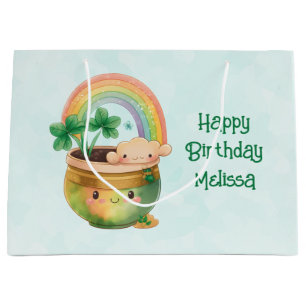 Niedlicher Gartenplanter mit Regenbogen & Kleber G Große Geschenktüte