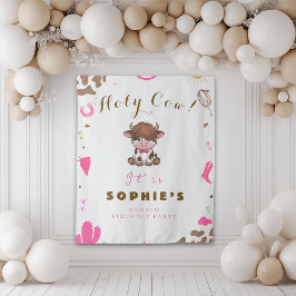 Niedlicher Geburtstag der heiligen Kuh im Hochland Wandteppich