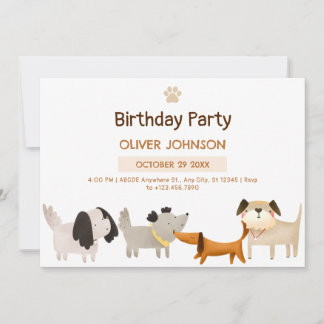 Niedlicher Geburtstag eines Hundes Einladung