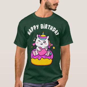 Niedlicher Geburtstag Einhorn mit Cake Kids Girls T-Shirt