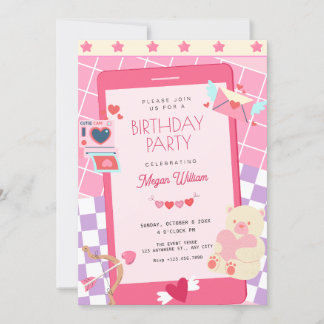 Niedlicher Geburtstag in Rosa Einladung