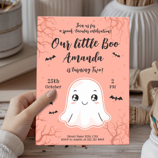 Niedlicher Geburtstag mit Kawaii Ghost & Bats Einladung