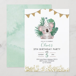 Niedlicher Geburtstag von Koala Greenery Kid Einladung