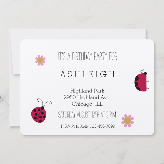 Niedlicher Geburtstag von Ladybugs Einladung (Vorderseite)