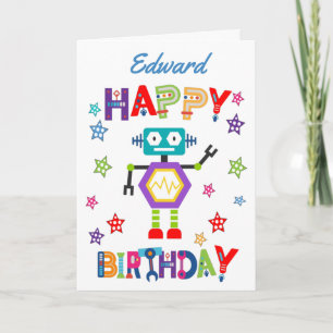 Niedlicher Geburtstag von Robot Children Karte
