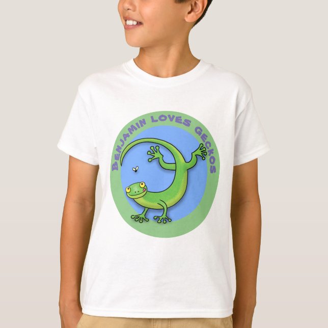 Niedlicher Gecko-Cartoon T-Shirt (Vorderseite)