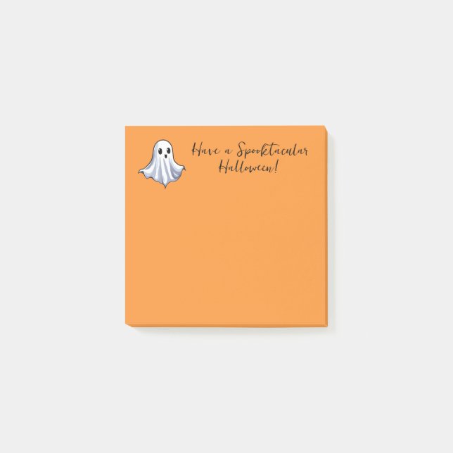 Niedlicher Geist auf Halloween Orange Post-it Klebezettel (Vorderseite)