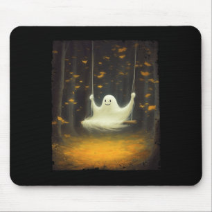 Niedlicher Geist auf Swing Fall Forest Funny Hallo Mousepad