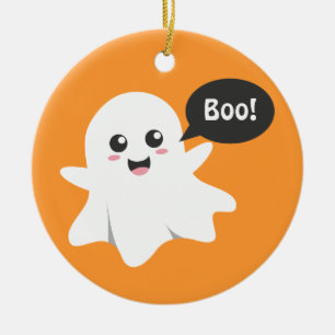 Niedlicher Geist, der Boo geht, glückliches Keramik Ornament