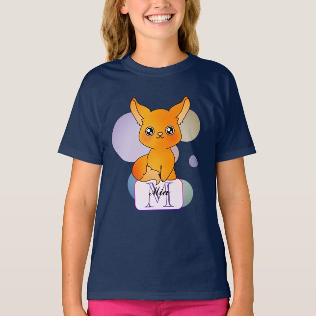 Niedlicher Geist Fox mit Circle Halos T-Shirt (Vorderseite)