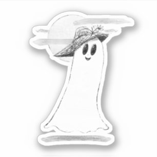 Niedlicher Geist mit Bonnet Halloween Aufkleber