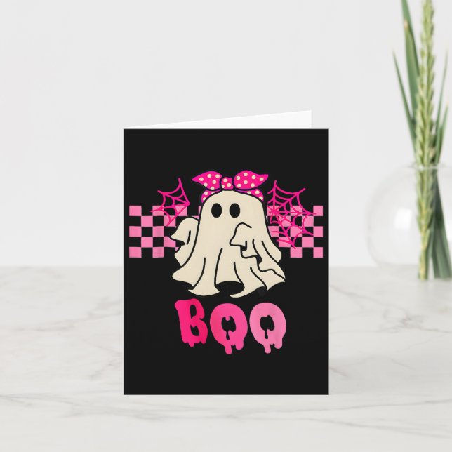 Niedlicher Geist mit Bow-Boo-Halloween für Mädchen Karte (Vorderseite)