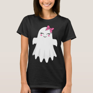 Niedlicher Geist mit Bow-Boo-Halloween-Kostüm für T-Shirt