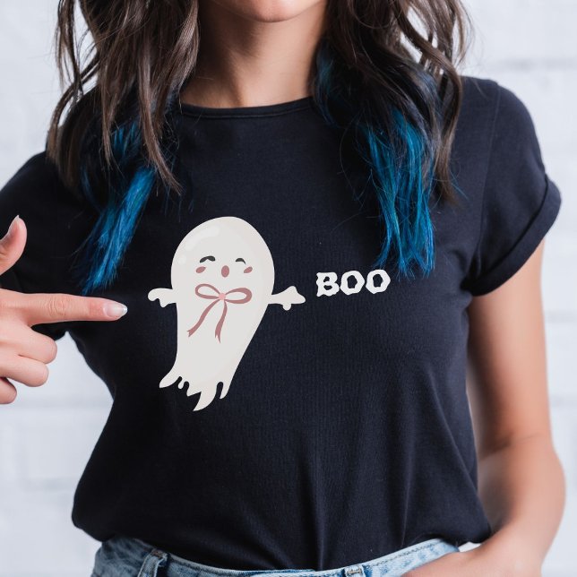 Niedlicher Geist mit Bow Boo T-Shirt (Von Creator hochgeladen)