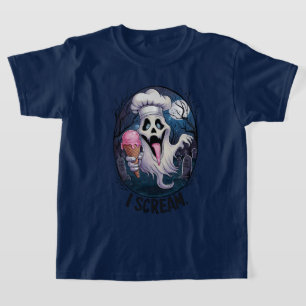Niedlicher Geist mit Eiskrem Halloween T-Shirt